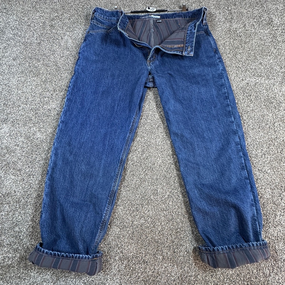 Carhartt Mens Relaxed Fit Flannel Lined Jeans 40x30 Blue Denim Work Pants